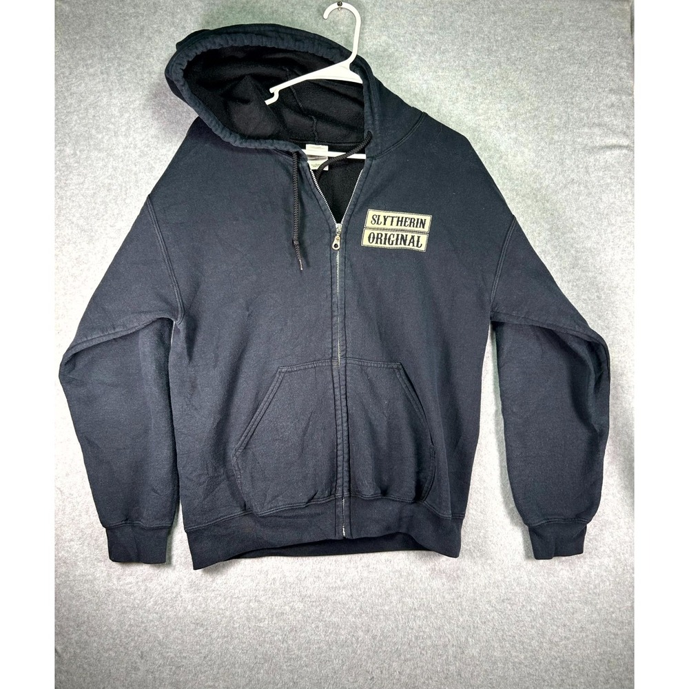 Gildan Hoodie Men Medium charcoal black Slytherin Death Eaters Cotton Full Zip